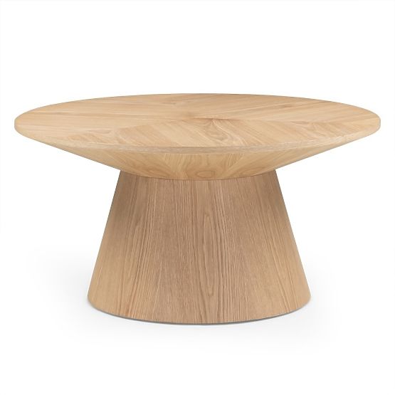 Tavolino da caffè Dalarna, 90 cm, rotondo, impiallacciatura di quercia naturale