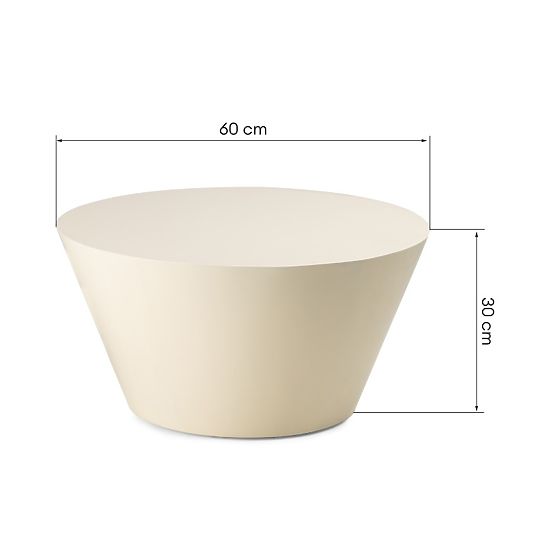 Tavolino da caffè Eclipso, 60 cm, bianco crema, lucido
