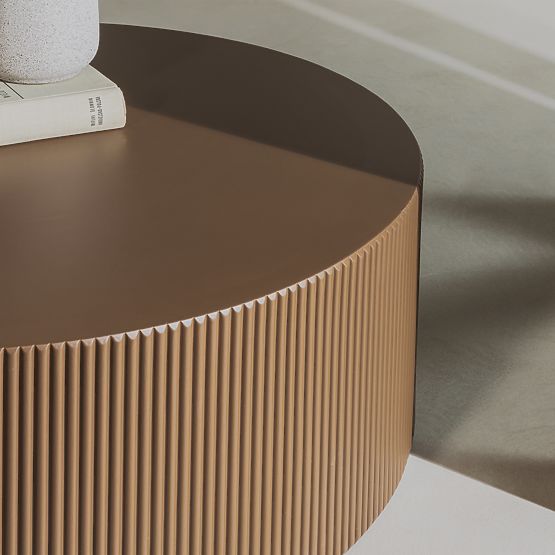 Tavolino da caffè Ermanno, 90 cm, moka, scanalato