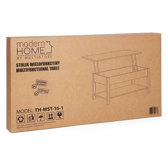 Tavolino da caffè estensibile con piano sollevabile 90 cm spazio di stoccaggio ripiano rovere sonoma