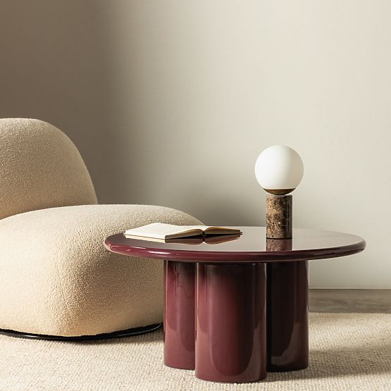 Tavolino da caffè Everett 80 cm, bordeaux, lucido