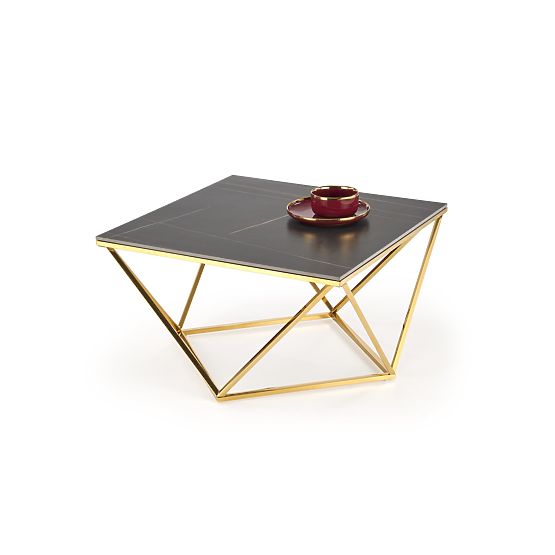 Tavolino da caffè FELICIA cornice - oro, piano - marmo nero (2p=1ks)
