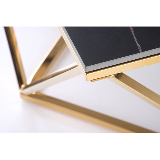 Tavolino da caffè FELICIA cornice - oro, piano - marmo nero (2p=1ks)