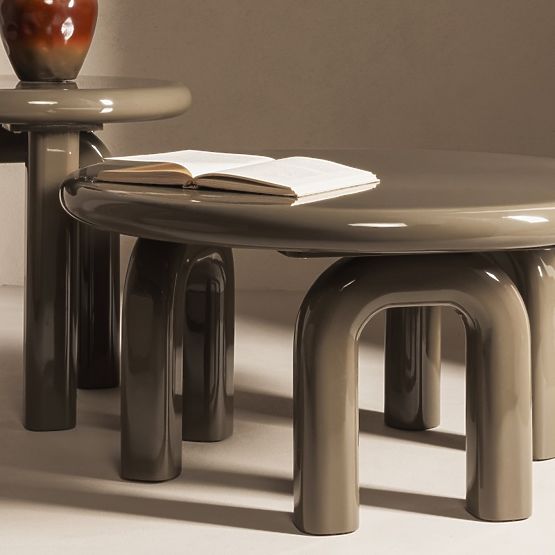 Tavolino da caffè Flambe 80 cm, verde/grigio, lucido