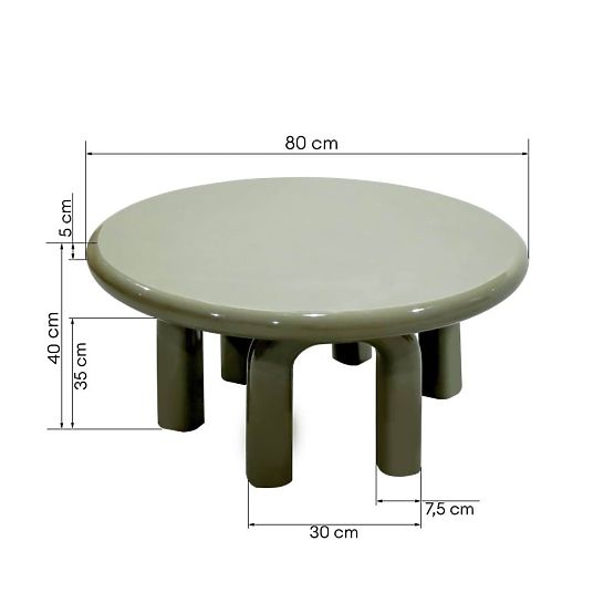 Tavolino da caffè Flambe 80 cm, verde/grigio, lucido