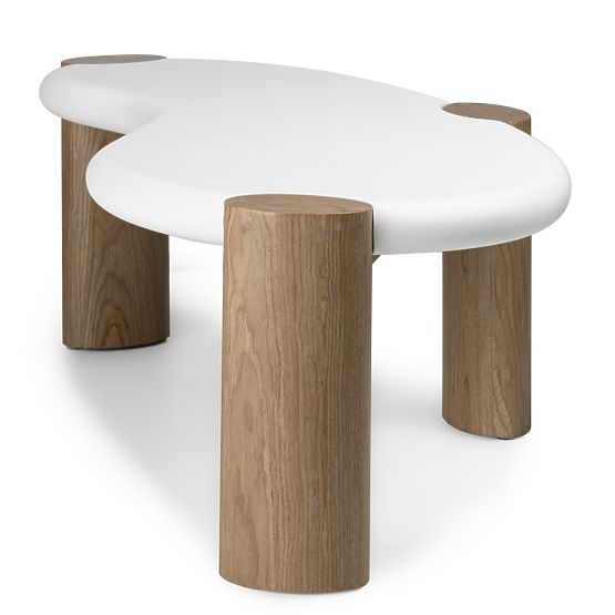 Tavolino da caffè Floe 125 cm, bianco/noce