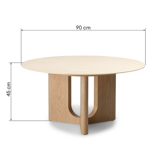 Tavolino da caffè Klimt 90 cm, rotondo, travertino/rovere