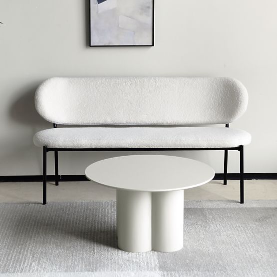 Tavolino da caffè Lazaro 80 cm, rotondo, grigio-beige