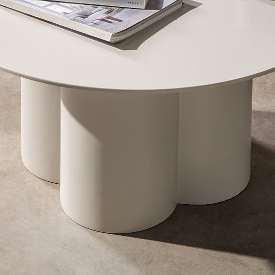 Tavolino da caffè Lazaro 80 cm, rotondo, grigio-beige