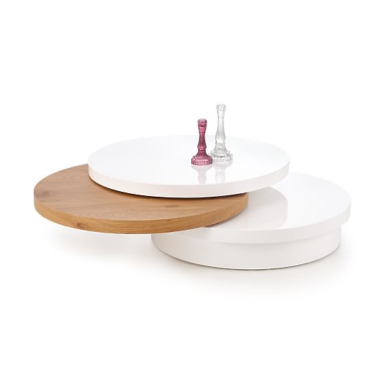 Tavolino da caffè MICHELLE bianco / rovere dorato (1p=1ks)