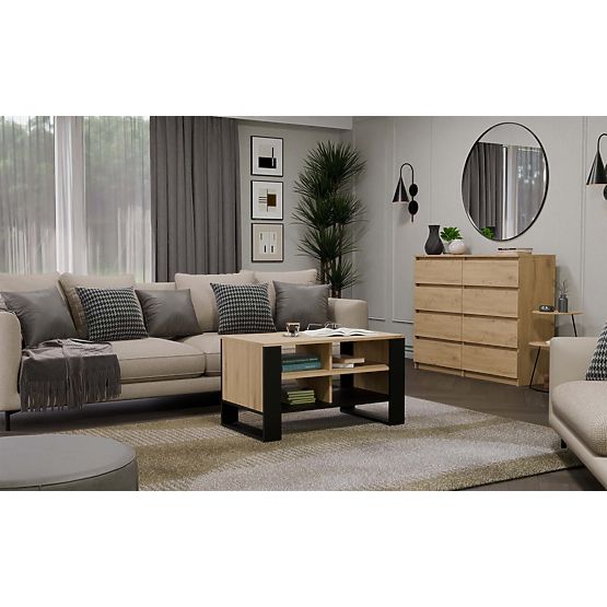 Tavolino da caffè Modern 4P SLIM ROVERE ARTIGIANO NERO