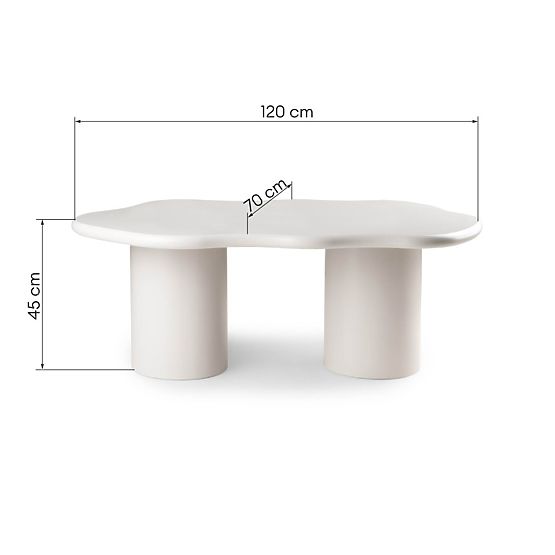 Tavolino da caffè Muse grigio-beige, opaco, forme arrotondate