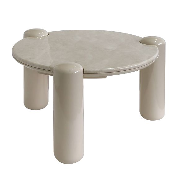 Tavolino da caffè Noemi 66 cm, beige chiaro/marmo, lucido