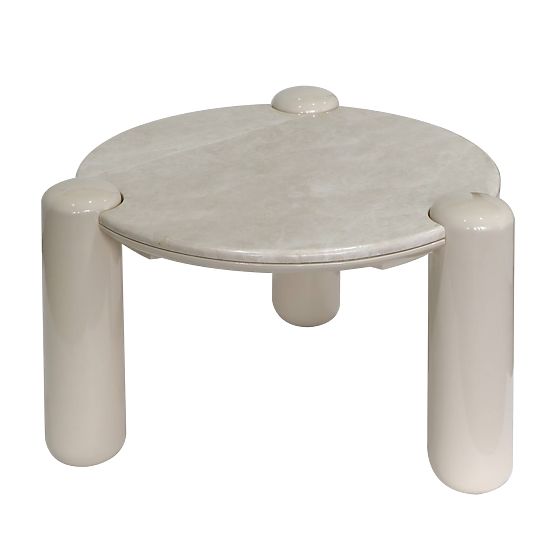 Tavolino da caffè Noemi 66 cm, beige chiaro/marmo, lucido