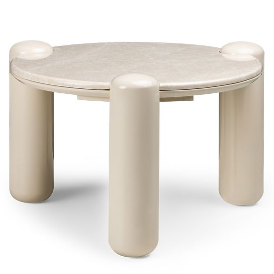 Tavolino da caffè Noemi 66 cm, beige chiaro/marmo, lucido