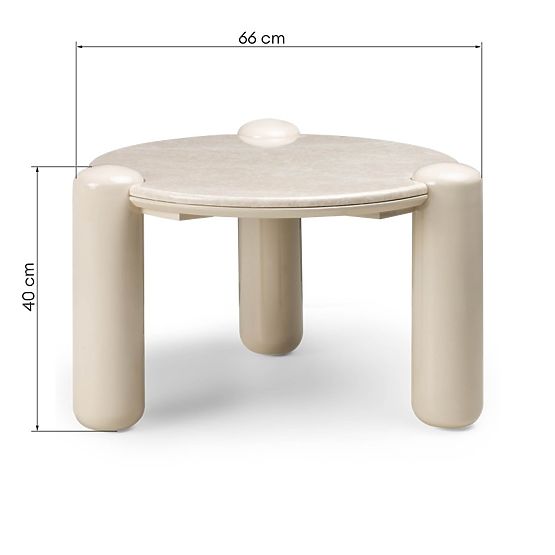 Tavolino da caffè Noemi 66 cm, beige chiaro/marmo, lucido