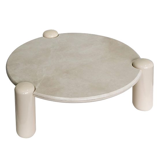 Tavolino da caffè Noemi 86 cm, beige chiaro/marmo, lucido