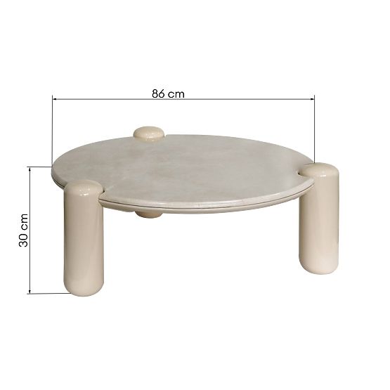 Tavolino da caffè Noemi 86 cm, beige chiaro/marmo, lucido