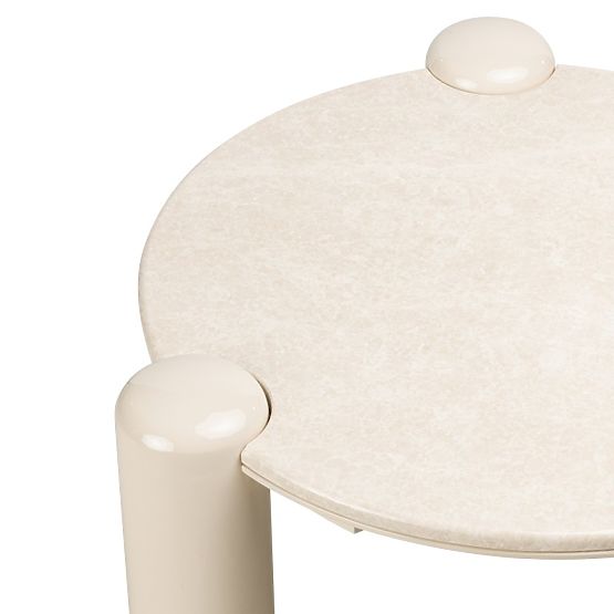 Tavolino da caffè Noemi 86 cm, beige chiaro/marmo, lucido