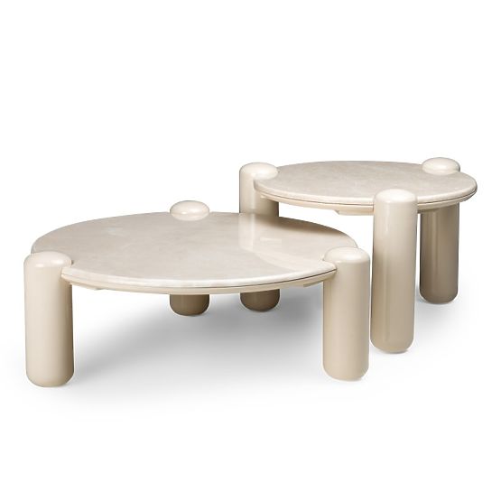 Tavolino da caffè Noemi 86 cm, beige chiaro/marmo, lucido