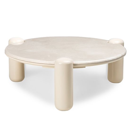 Tavolino da caffè Noemi 86 cm, beige chiaro/marmo, lucido