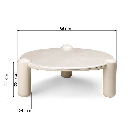 Tavolino da caffè Noemi 86 cm, beige chiaro/marmo, lucido