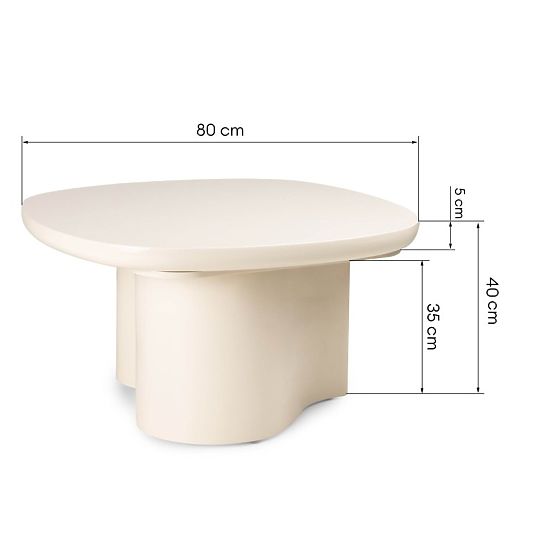 Tavolino da caffè Puro 80 cm, beige chiaro, lucido