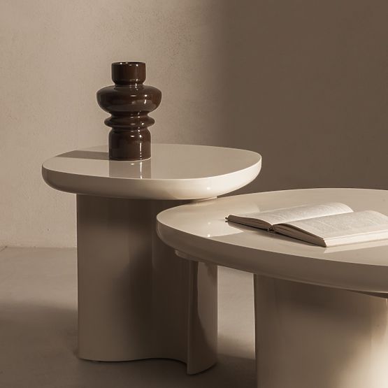 Tavolino da caffè Puro 80 cm, beige chiaro, lucido