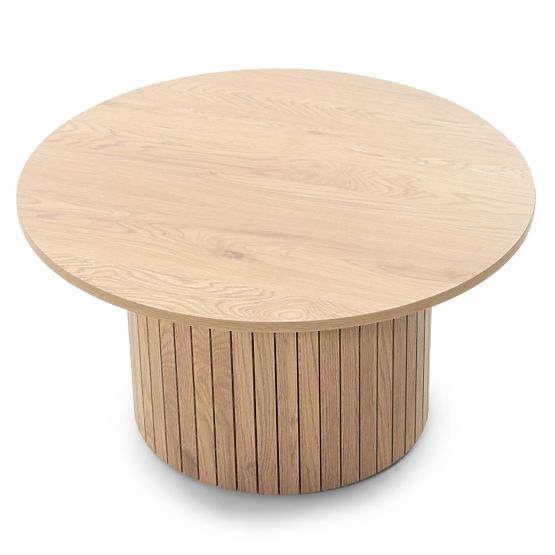 Tavolino da caffè Remigio 80 cm, rotondo con lamelle, rovere