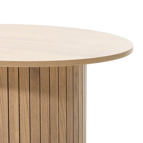 Tavolino da caffè Remigio 80 cm, rotondo con lamelle, rovere