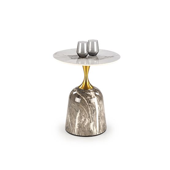 Tavolino da caffè ROSA marmo bianco / marmo grigio / oro (2p=1pz)