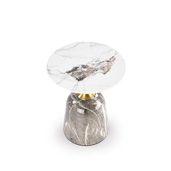 Tavolino da caffè ROSA marmo bianco / marmo grigio / oro (2p=1pz)