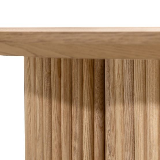 Tavolino da caffè rotondo Vesby 100 cm, rovere naturale, frassino, lamelle
