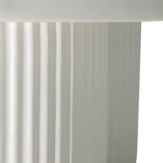 Tavolino da caffè Salerno 45 cm, rotondo, bianco, con scanalature