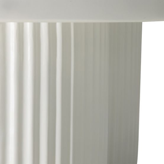 Tavolino da caffè Salerno 45 cm, rotondo, bianco, con scanalature