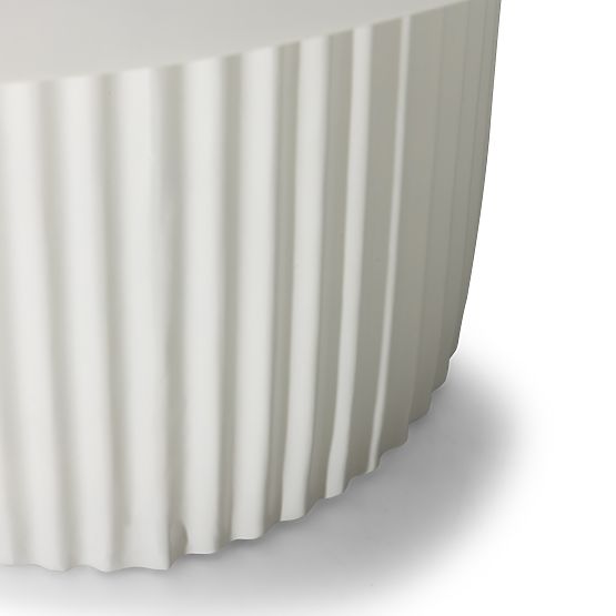 Tavolino da caffè Salerno 70 cm, rotondo, bianco, scanalato