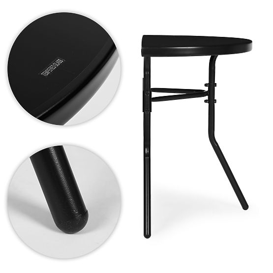 Tavolino da caffè semicircolare in vetro per balcone, terrazza, patio nero MultiGarden