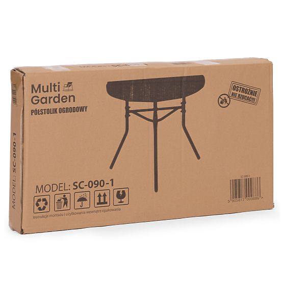 Tavolino da caffè semicircolare in vetro per balcone, terrazza, patio nero MultiGarden