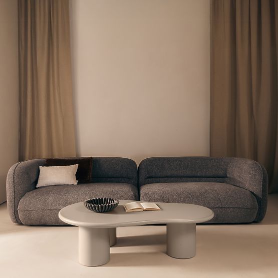 Tavolino da caffè Sucre beige scuro, opaco, forma arrotondata