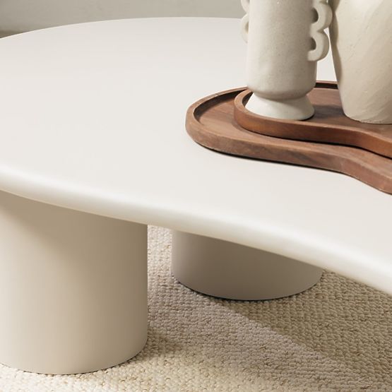 Tavolino da caffè Sucre grigio-beige, opaco, forme arrotondate