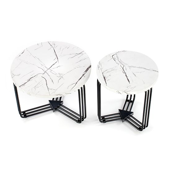 Tavolino da conferenza ANTICA M piano - marmo bianco, struttura - nero (2p=1ks)