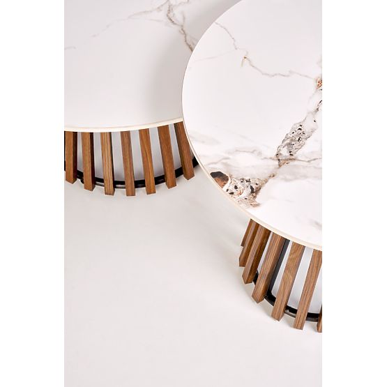 Tavolino da conferenza CARINA marmo beige / noce (2p=1ks)