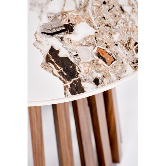 Tavolino da conferenza CARINA_S marmo beige / noce (2p=1ks)