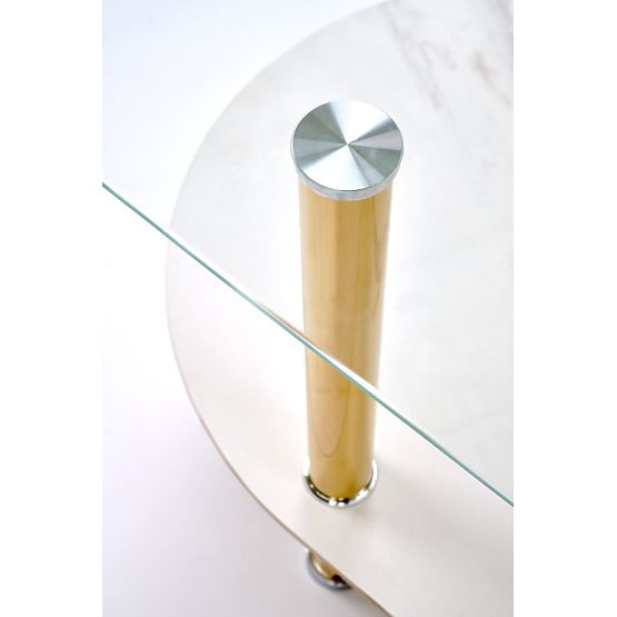 Tavolino da conferenza DUCAT, marmo bianco / trasparente / oro (2p=1ks)