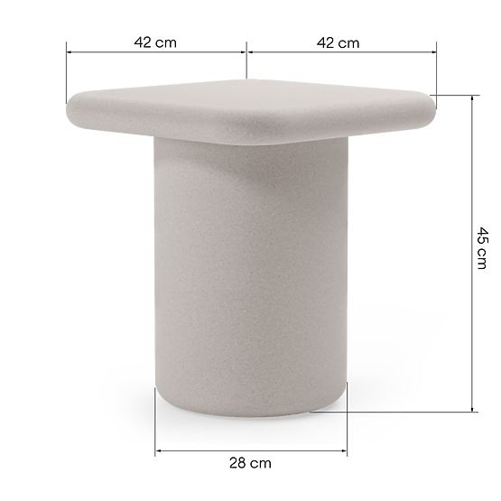 Tavolino da giardino Vibonis 42 cm, quadrato, in cemento, beige chiaro