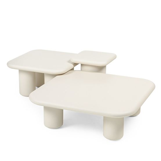 Tavolino da giardino Vibonis 70 cm, quadrato, in cemento, beige chiaro