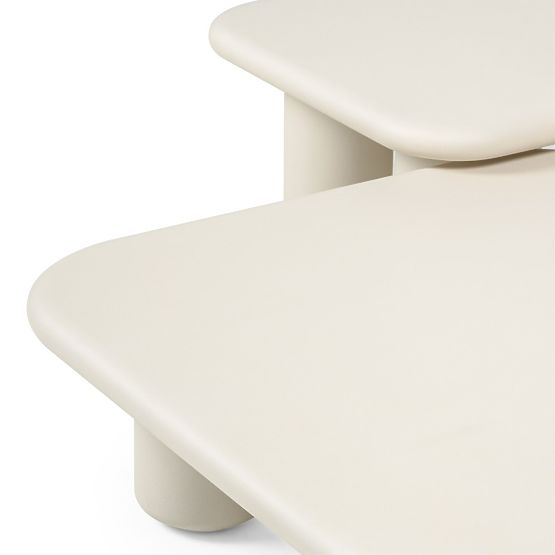 Tavolino da giardino Vibonis 70 cm, quadrato, in cemento, beige chiaro