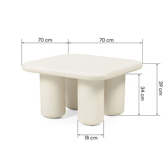 Tavolino da giardino Vibonis 70 cm, quadrato, in cemento, beige chiaro