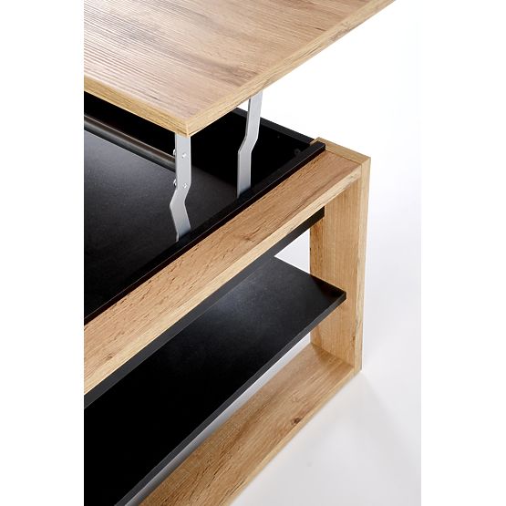 Tavolino da caffè BETTY con piano sollevabile rovere artisan / nero (2p=1ks)