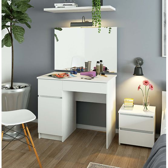 Tavolino da toeletta con specchio CLP P-2/SL 900x600 SINISTRO PK BIANCO
